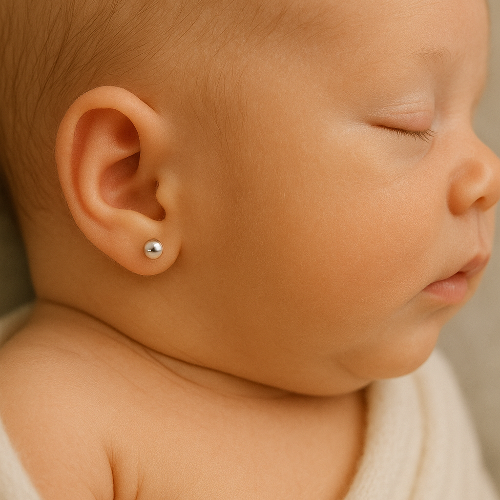 Aros Abridores de Plata 925 para Bebé Modelo Bolita (3mm)