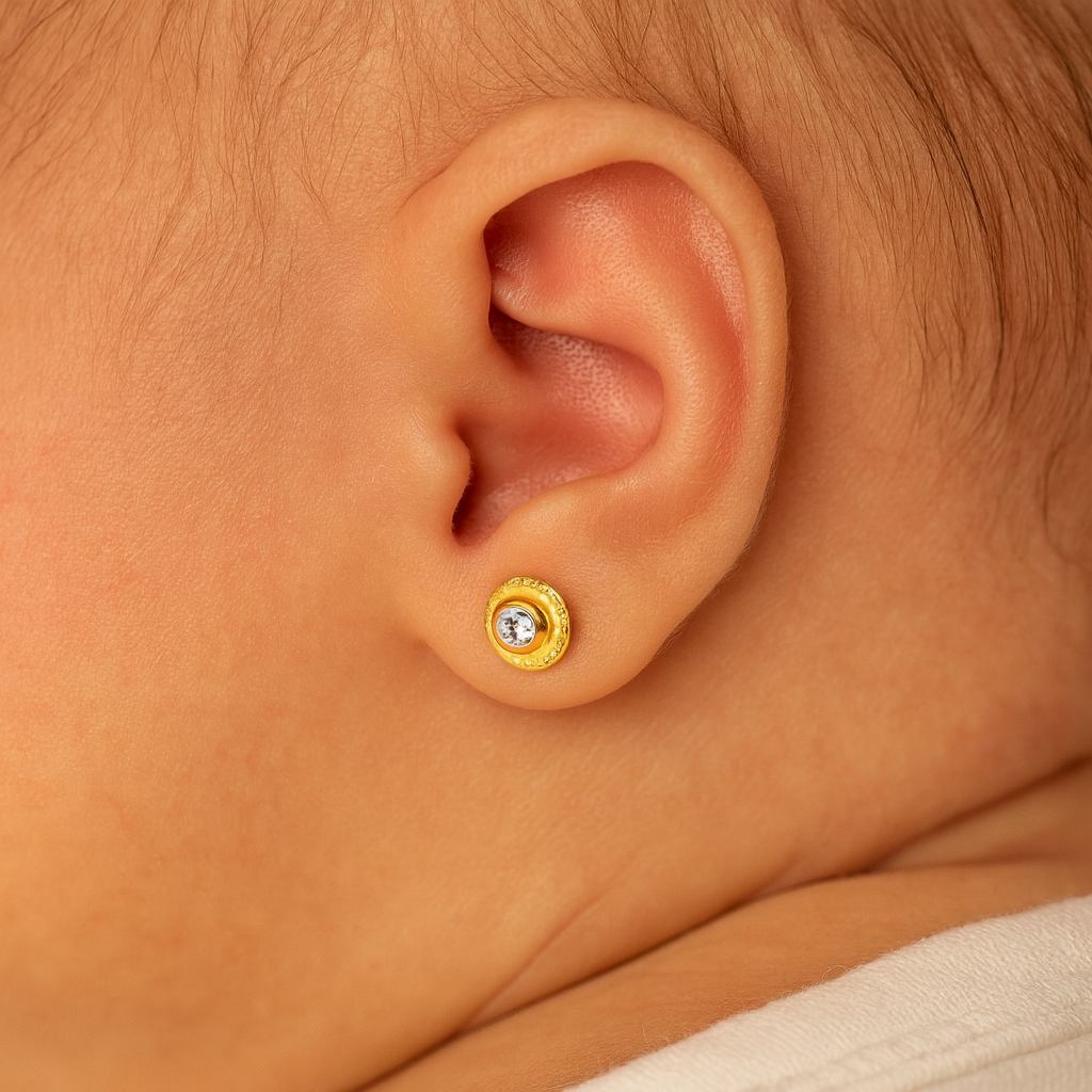 Aros De Oro Para Bebé Oro 18k Strass