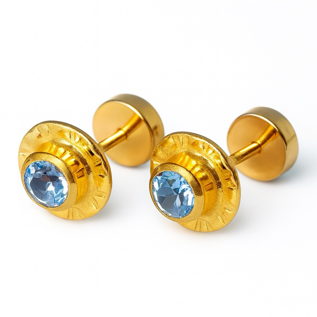 aros de oro para bebe 18k modelo strass