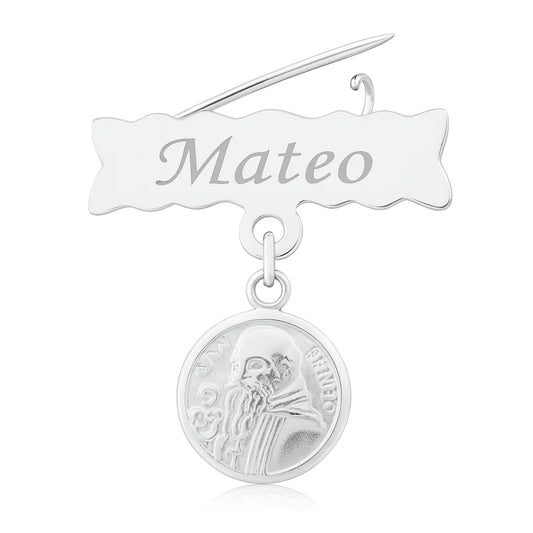 Prendedor San Benito Personalizable con Nombre en Plata 925