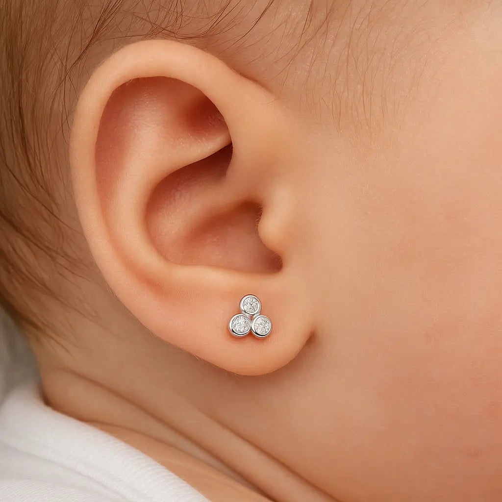 Aro De Plata Para Bebé Triangulo Cricón - Aros Desde Bebé – Joyería Infantil en Oro 18k y Plata 925