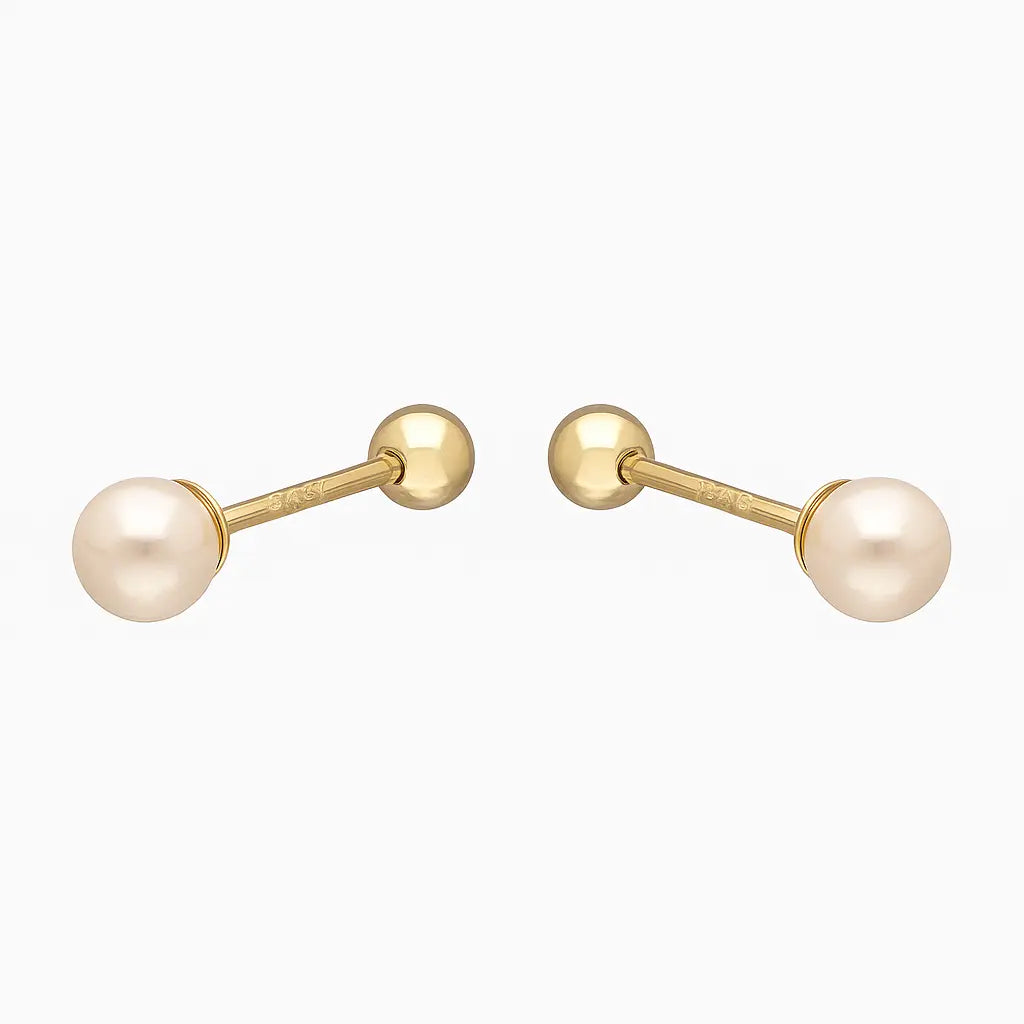 Aros De Bebé Perla 4mm Plata Ley 925 - Aros Desde Bebé – Joyería Infantil en Oro 18k y Plata 925