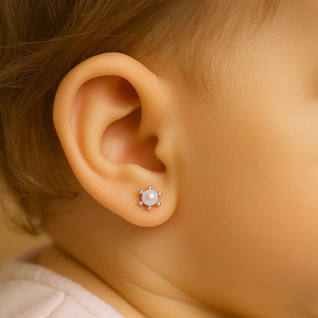 Aros De Bebé Plata Pistilo 6mm - Aros Desde Bebé – Joyería Infantil en Oro 18k y Plata 925