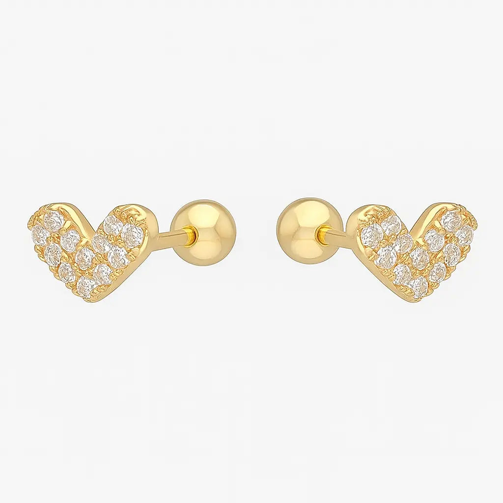Aros de Niña Corazon Con Circones Plata Ley 925 - Aros Desde Bebé – Joyería Infantil en Oro 18k y Plata 925