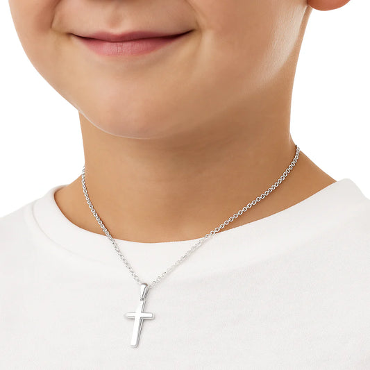 Colgante Cruz Doble de Plata 925 para Niños