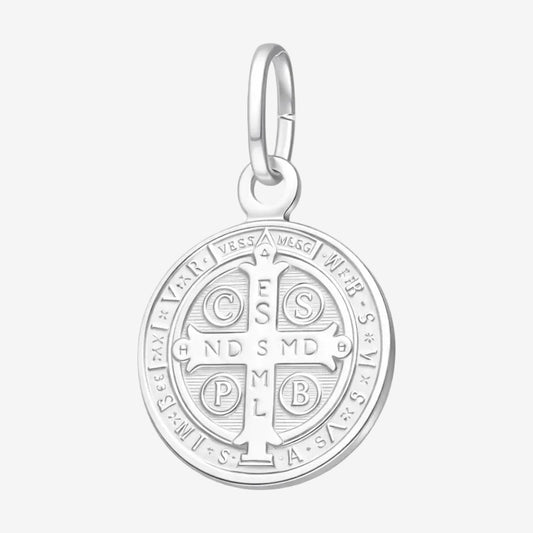 Medalla de Protección San Benito Abad para Niños (Plata de Ley 925, 15mm)