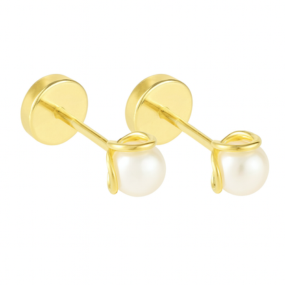 Aros Abridores de Perla con Pistilo y Oro 18k (4mm)
