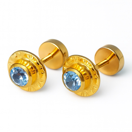 aros de oro para bebe 18k modelo strass