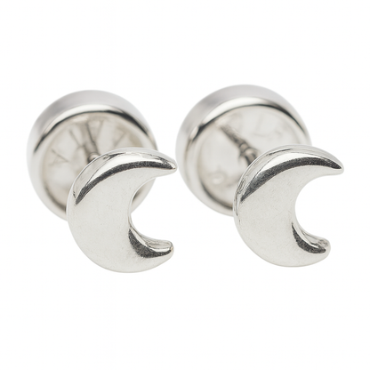 Aros Abridores de Plata 925 para Bebé Diseño Luna (5x4mm)