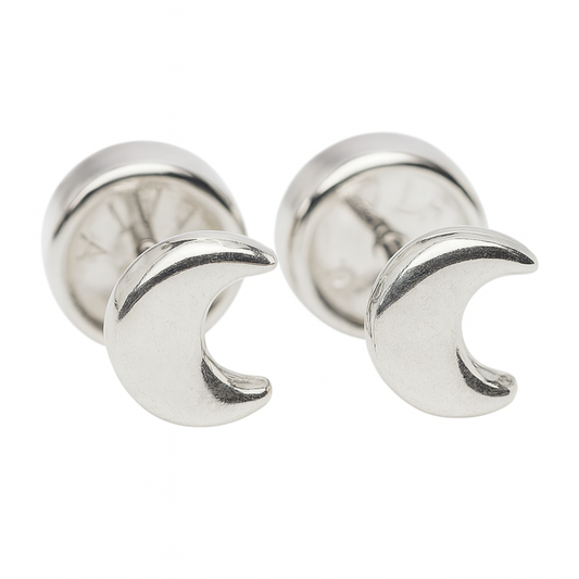 Aros Abridores de Plata 925 para Bebé Diseño Luna (5x4mm)
