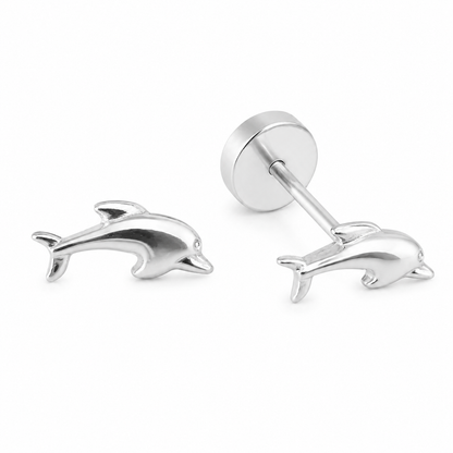 Aros Abridores de Delfín en Plata 925 para Niña (8x4mm)