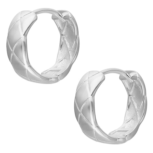 Argolla De Plata Para Niñas Rombo 12 mm - Aros Desde Bebé – Joyería Infantil en Oro 18k y Plata 925