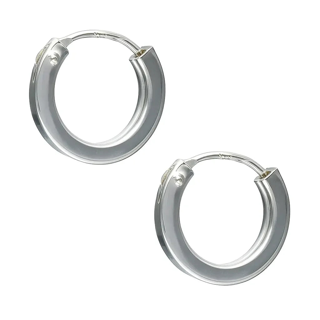 Argollas de Plata 925 para Niña de Corte Cuadrado (12mm)