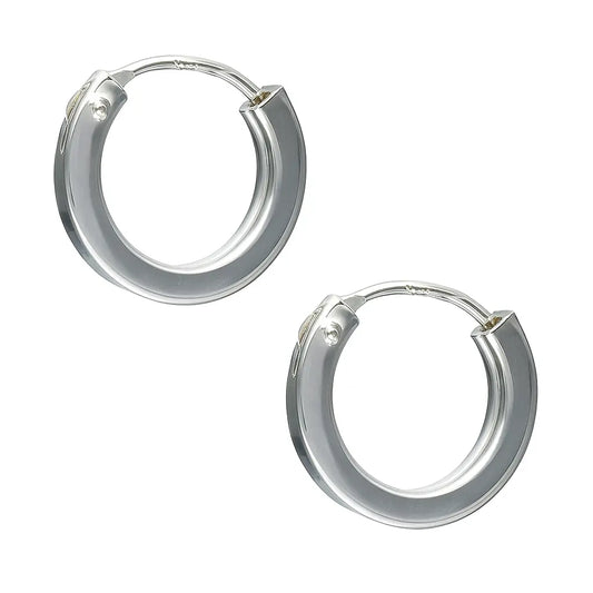 Argollas De Plata Para Niña Corte Cuadrado de 12 mm - Aros Desde Bebé – Joyería Infantil en Oro 18k y Plata 925
