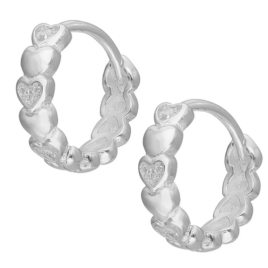 Argollas De Plata Para Niñas Corazon y Circónes - Aros Desde Bebé – Joyería Infantil en Oro 18k y Plata 925