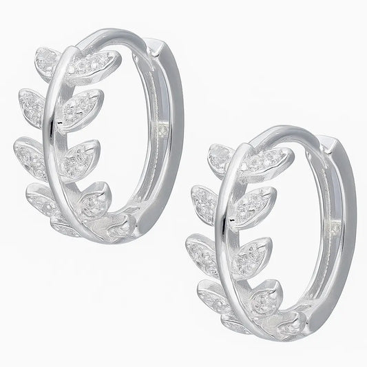 Argollas De Plata Para Niñas Espiga Con Circónes 13mm - Aros Desde Bebé – Joyería Infantil en Oro 18k y Plata 925