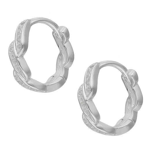 Argollas De Plata Para Niñas Trenzadas Con Circónes Plata Ley 925 - Aros Desde Bebé – Joyería Infantil en Oro 18k y Plata 925