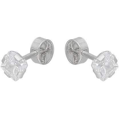 Aro De Bebe Plata Ley 925 Circón 3x3 mm - Aros Desde Bebé – Joyería Infantil en Oro 18k y Plata 925