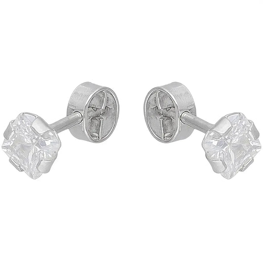 Aro De Bebe Plata Ley 925 Circón 3x3 mm - Aros Desde Bebé – Joyería Infantil en Oro 18k y Plata 925