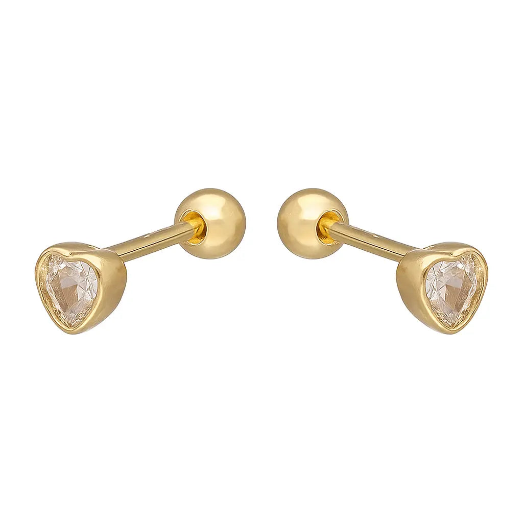 Aro de Bebé Corazon Circón Plata Ley 925 - Aros Desde Bebé – Joyería Infantil en Oro 18k y Plata 925
