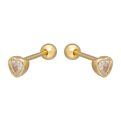 Aro de Bebé Corazon Circón Plata Ley 925 - Aros Desde Bebé – Joyería Infantil en Oro 18k y Plata 925