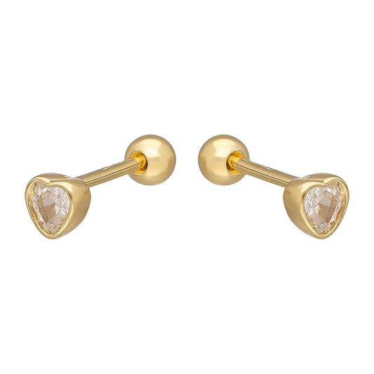 Aro de Bebé Corazon Circón Plata Ley 925 - Aros Desde Bebé – Joyería Infantil en Oro 18k y Plata 925
