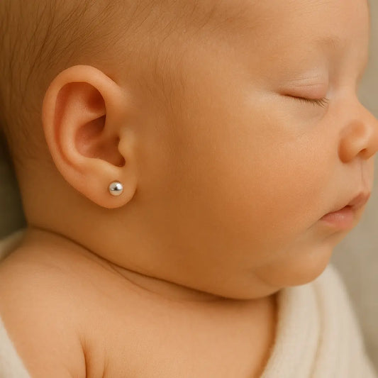 Aros Abridores de Plata 925 para Bebé Modelo Bolita (3mm)