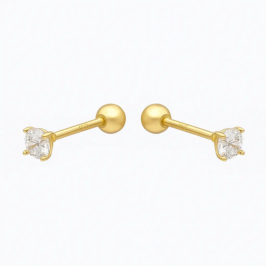Aros De Bebé Circón Redondo 3mm Plata Ley 925 - Aros Desde Bebé – Joyería Infantil en Oro 18k y Plata 925