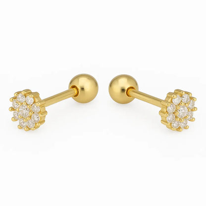 Aros De Bebé Flor Con Circones Plata Ley 925 - Aros Desde Bebé – Joyería Infantil en Oro 18k y Plata 925