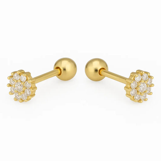 Aros De Bebé Flor Con Circones Plata Ley 925 - Aros Desde Bebé – Joyería Infantil en Oro 18k y Plata 925