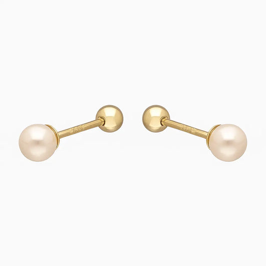 Aros De Bebé Perla 4mm Plata Ley 925 - Aros Desde Bebé – Joyería Infantil en Oro 18k y Plata 925