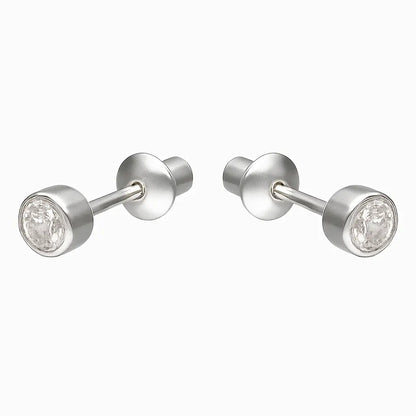 Aros De Plata Para Bebé Tubo con Circón 4mm - Aros Desde Bebé – Joyería Infantil en Oro 18k y Plata 925