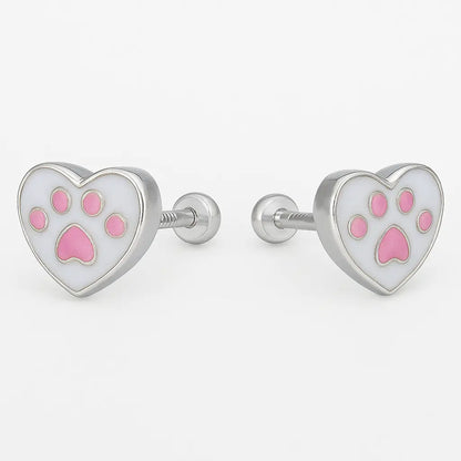Aros Para Niñas De Plata Patita De Perro Esmaltadas - Aros Desde Bebé – Joyería Infantil en Oro 18k y Plata 925