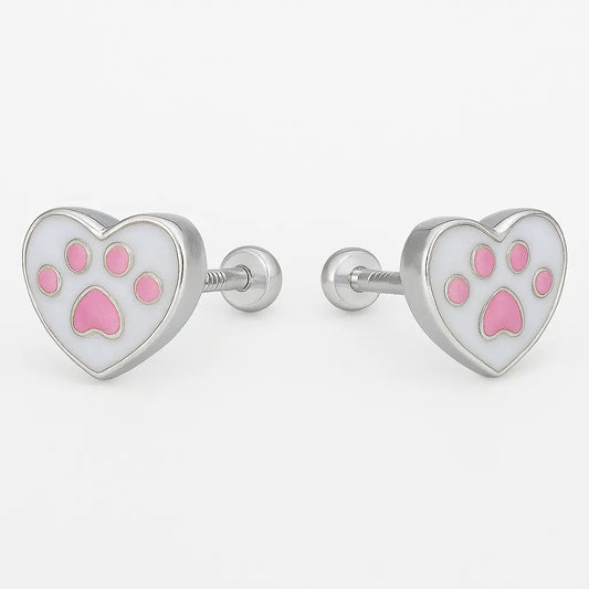 Aros Para Niñas De Plata Patita De Perro Esmaltadas - Aros Desde Bebé – Joyería Infantil en Oro 18k y Plata 925