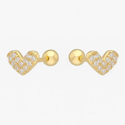 Aros de Niña Corazon Con Circones Plata Ley 925 - Aros Desde Bebé – Joyería Infantil en Oro 18k y Plata 925