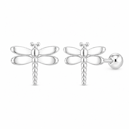 Aros de Libélula en Plata Ley 925 (7x6mm)