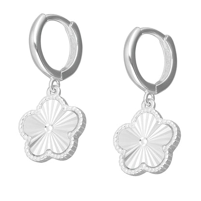 Argollas de Plata 925 con Flor Facetada Colgante para Niña