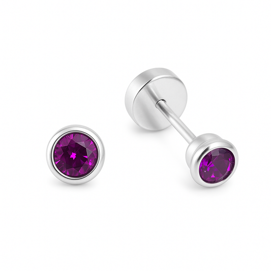 Aro Abridor Circón Redondo 3mm Plata Ley 925 - 4 Colores