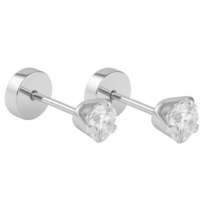 Aros Abridores Bebé Plata 925 con Circon Redondo de 4mm