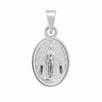 Medalla Milagrosa de plata 925, anverso con la Virgen y rayos, óvalo 10×14 mm.
