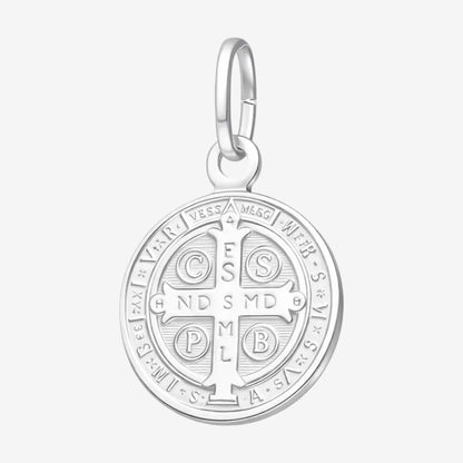 Medalla de Protección San Benito Abad para Niños (Plata de Ley 925, 15mm)