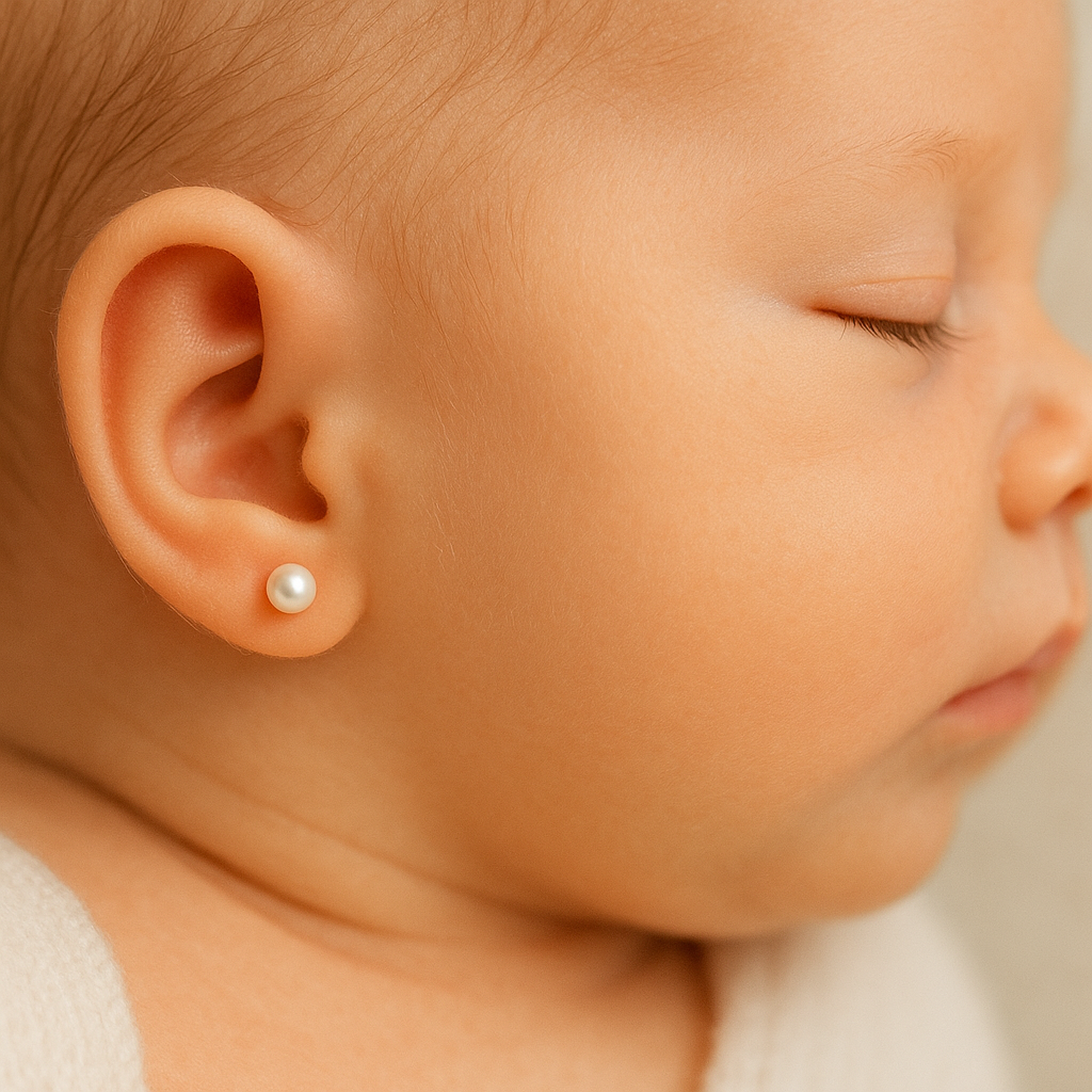 Aros Abridores de Plata 925 para Bebé con Perla Simil (4mm)