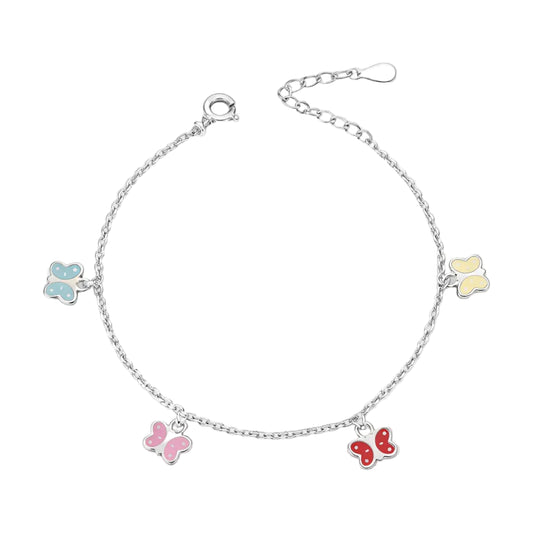 Pulsera de Mariposas Esmaltadas en Plata 925 para Niñas