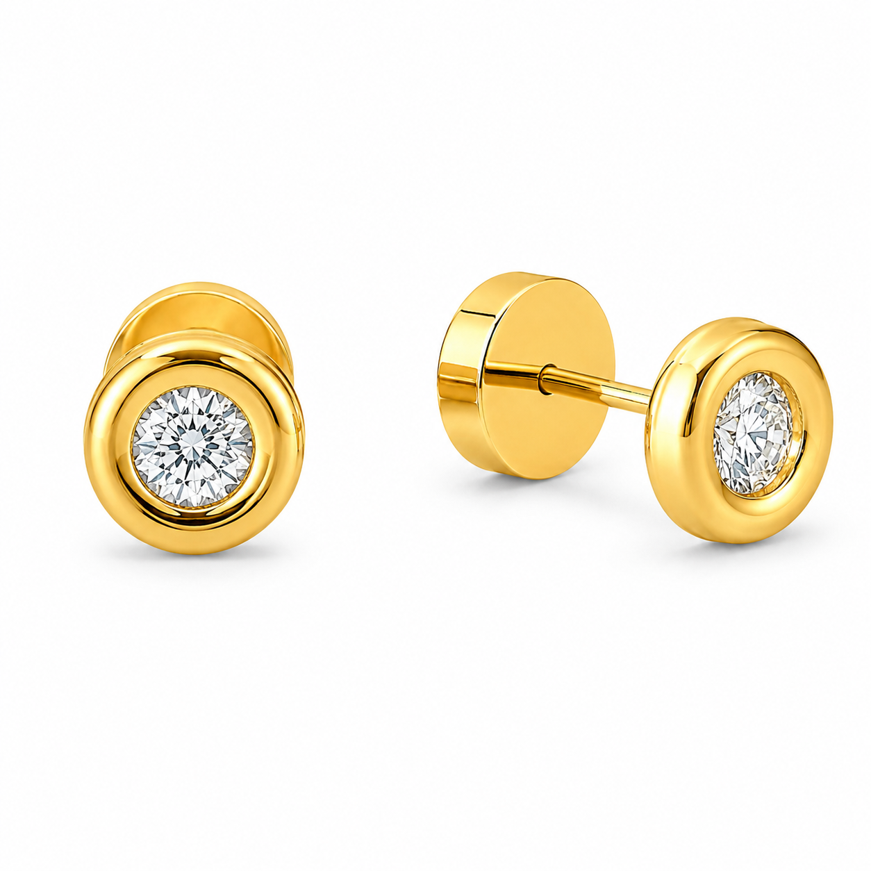 Aros de Oro 18k para Bebé Modelo Dona con Circón blanco