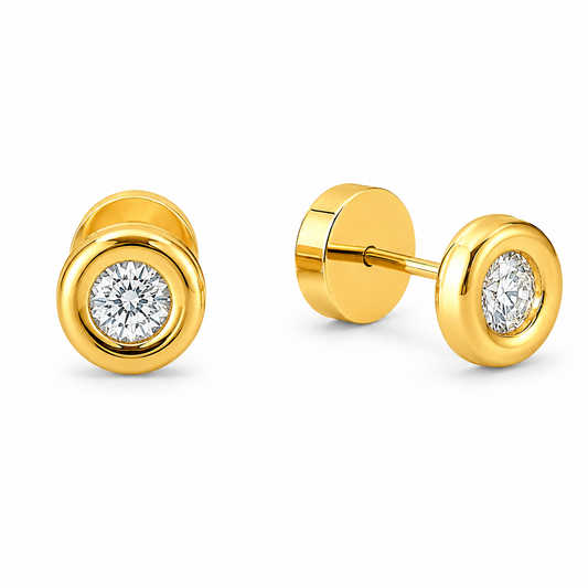 Aros de Oro 18k para Bebé Modelo Dona con Circón blanco