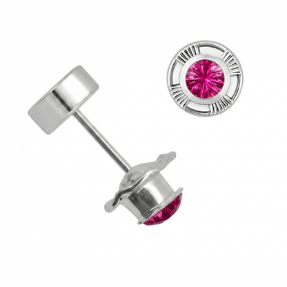 Aros Abridores de Plata 925 para Bebé Strass con Circón Rosa (4mm)