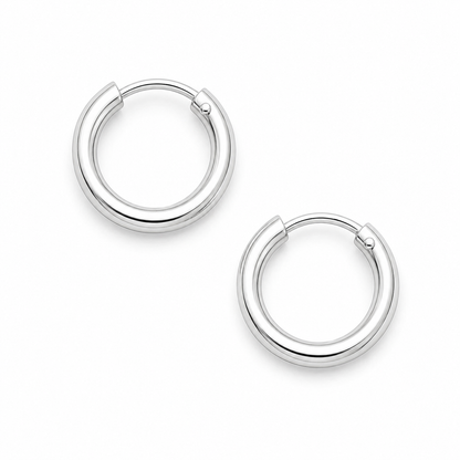 Argollas gruesas de plata ley 925, vista del par