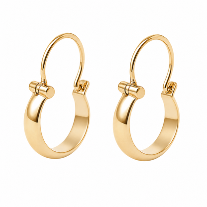 Argollas Tipo Bote en Oro 18K Macizo - 10mm y 12mm