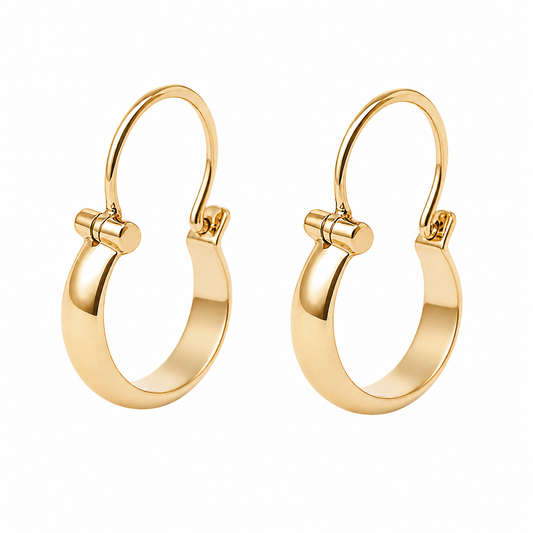 Argollas Tipo Bote en Oro 18K Macizo - 10mm y 12mm