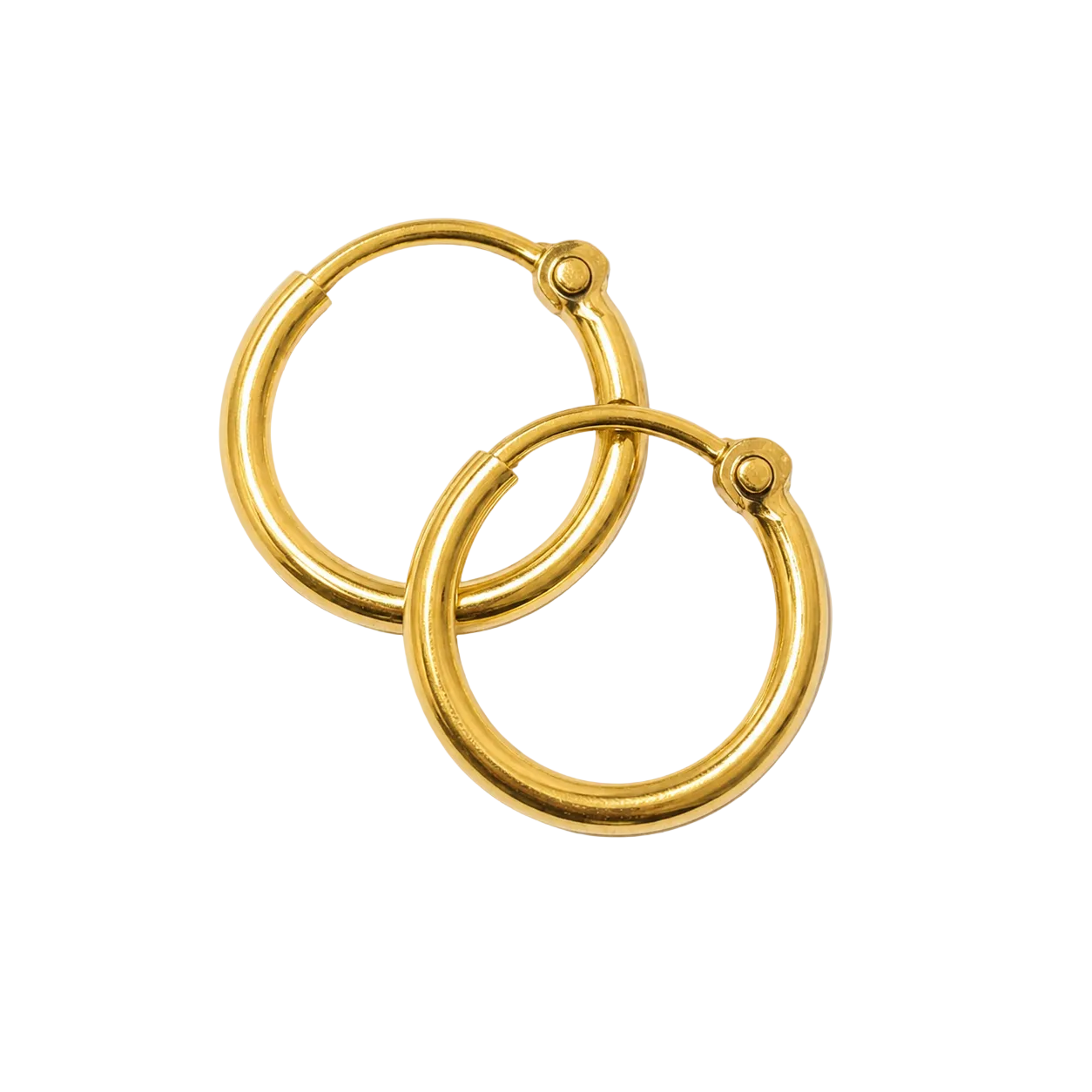 Argollas de oro 18k tubulares 11mm, vista de detalle